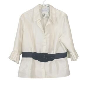 Alfred Angelo Taffeta Dressy Blouse Jacket Vintage 18 Beaded Sequin Belt Accent